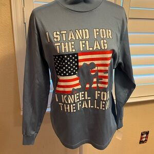 Lands' End Sky Blue Crewneck Large Patriotic Military